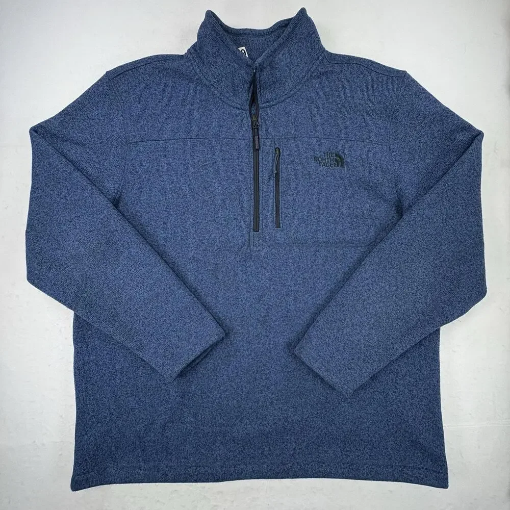The North Face Pullover Mens 2XL Blue Fleece 1/4 Zip Hiking Outdoor Mock Neck